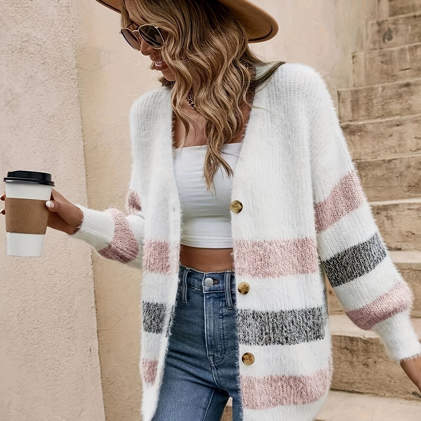 Casual Long Sleeve V-Neck Cardigan – for Effortless Style