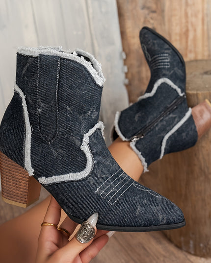 Denim Enkellaarsjes -  – Stijlvol & Comfortabel