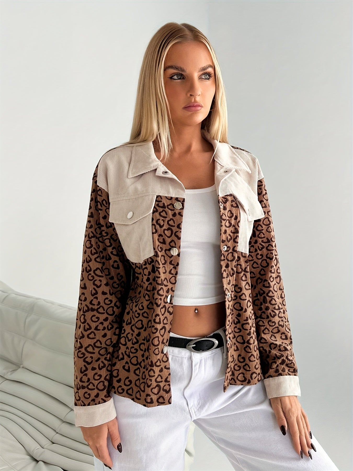 Leopard Corduroy Jacket