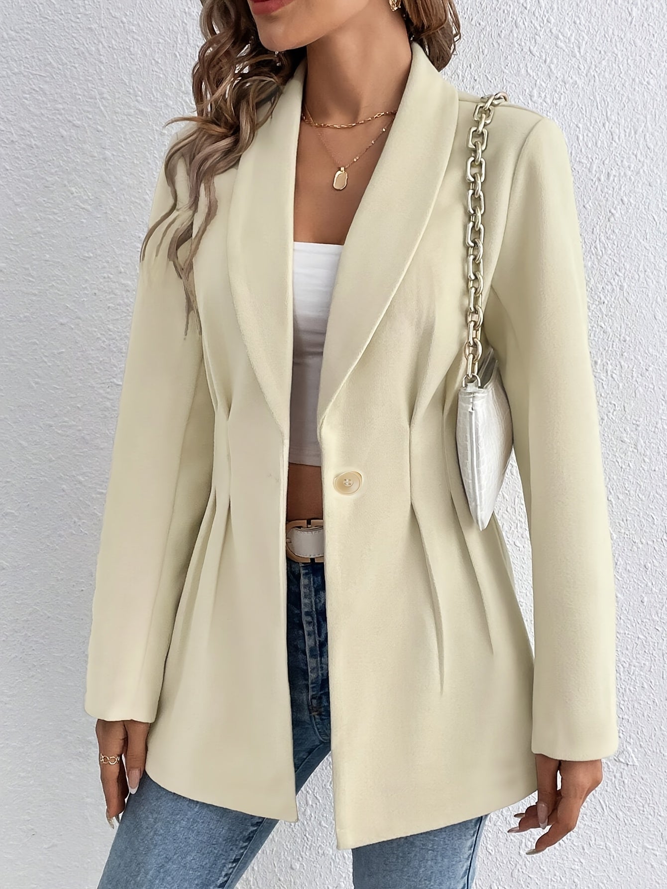 Stijlvolle Dames Jas Beige – Casual en Comfortabel met Zakken