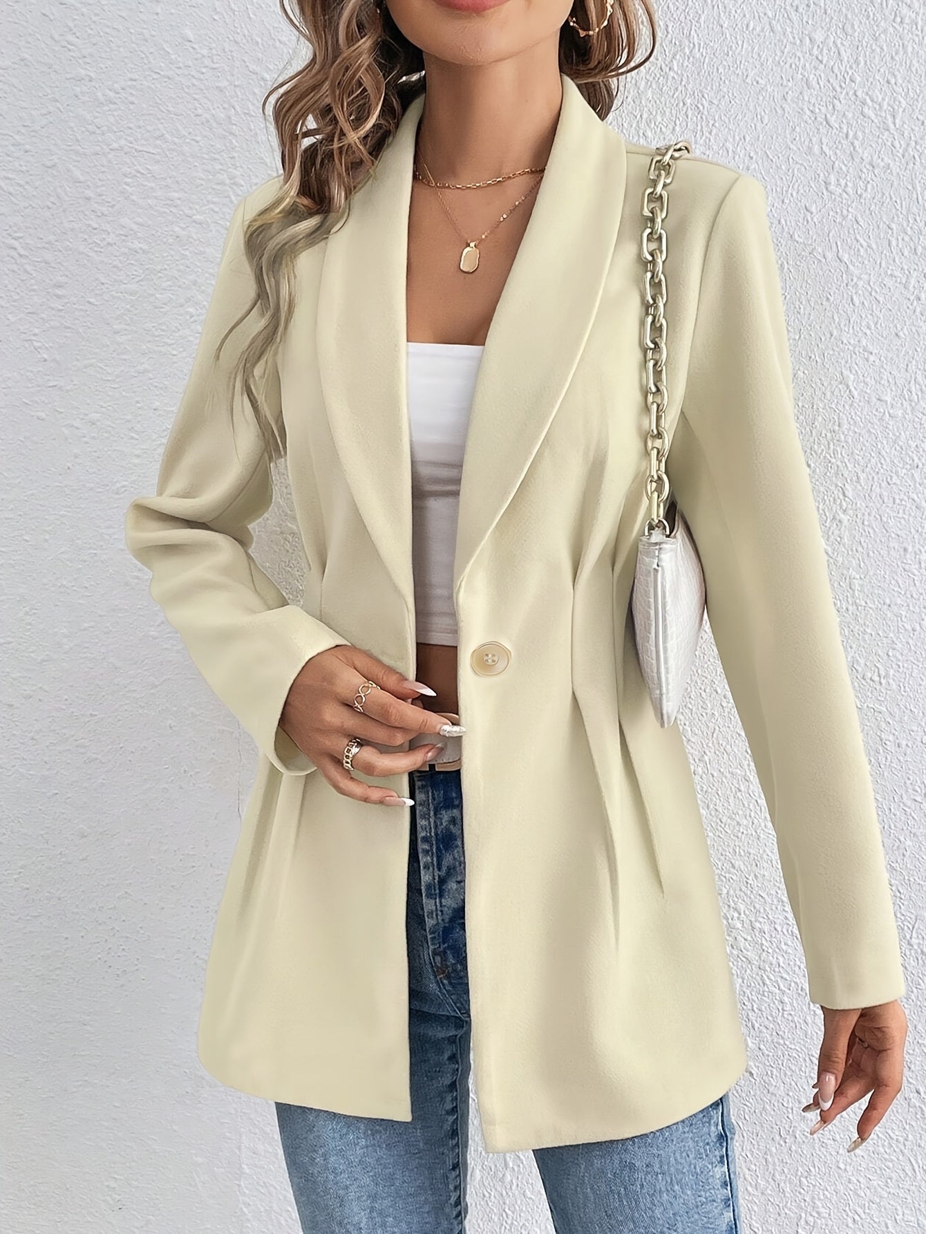 Stijlvolle Dames Jas Beige – Casual en Comfortabel met Zakken